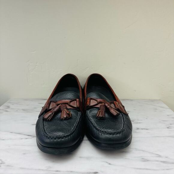 Bert Pulitzer Leather Navy Oxblood Tassel Loafer Men’s Size 8 - Picture 2 of 10
